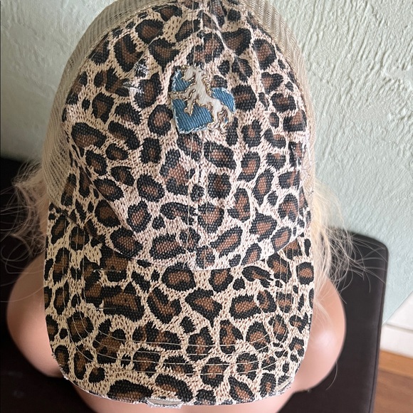 #1379=Leopard Print Women's Cap & WHT Logo W/ blue heart 🩵 - Picture 3 of 7